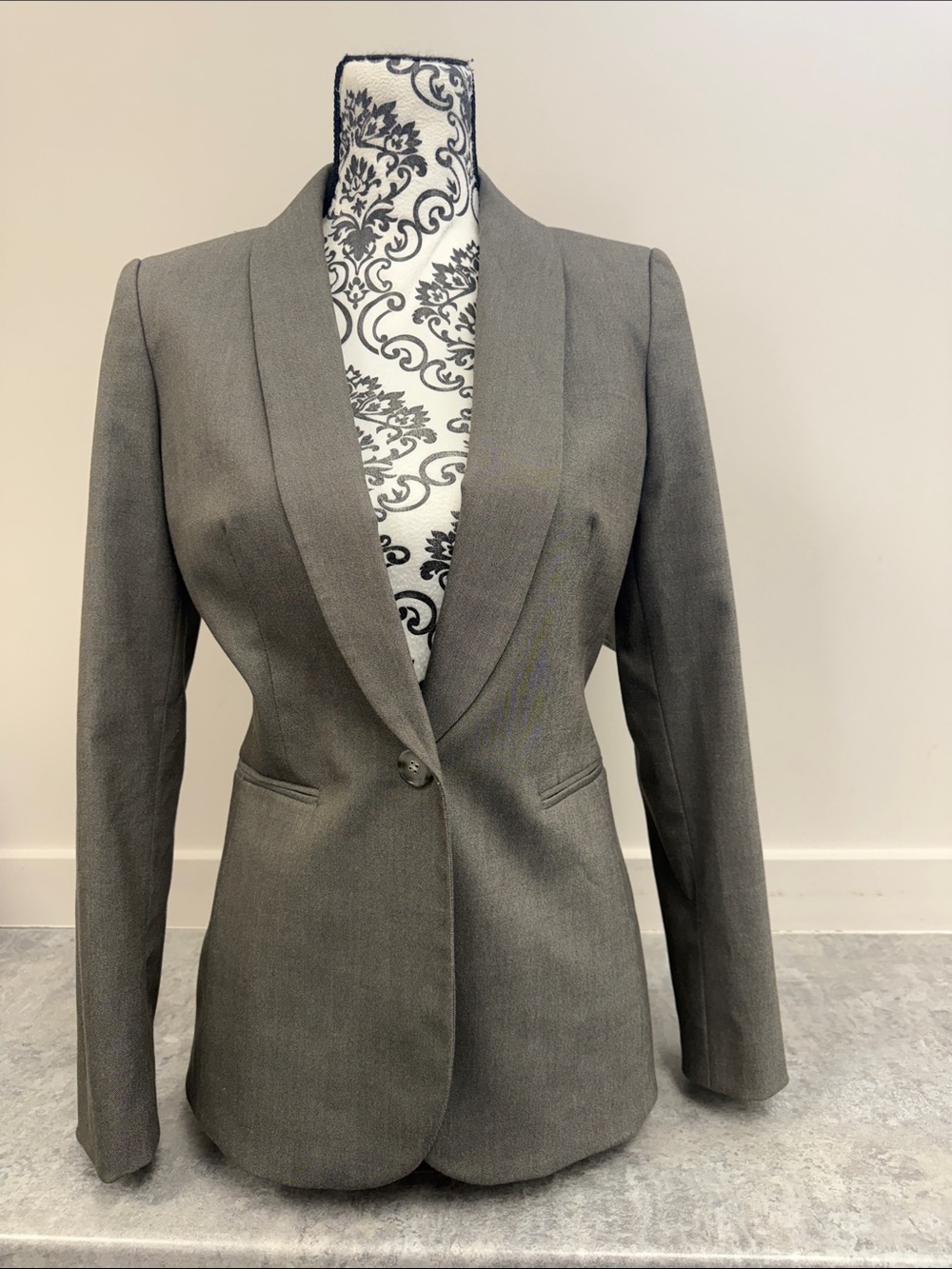 Antonio‎ Melani Taupe Greige Shawl Collar Blazer Jacket Size 0 XS